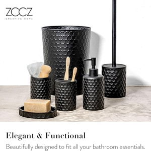Bathroom Accessory Set, 6 Piece Black Bathroom Accessories Set
