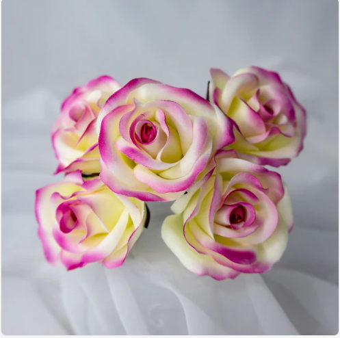 Cream/Fuchsia Velveteen Bloom - Realistic Artificial Flowers - Image 2