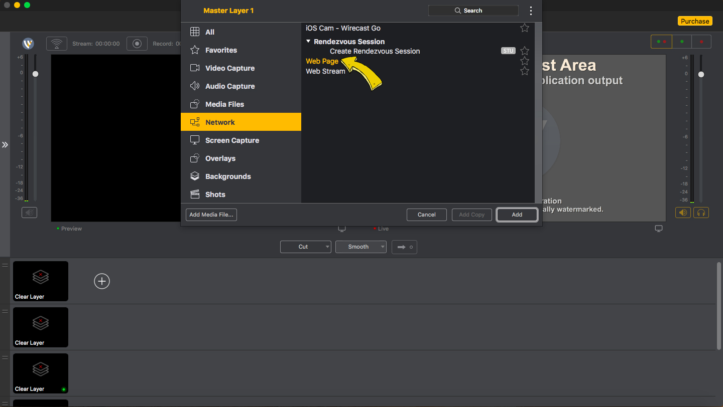 Closest guess Wirecast Studio webpage source selection