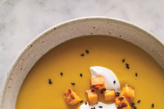 Velouté de patates douces au lait de coco