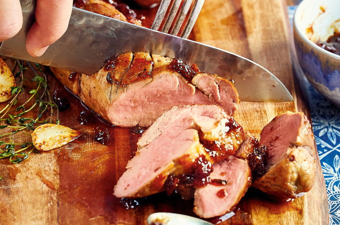 Filets de porc glacés à la figue et aux herbes