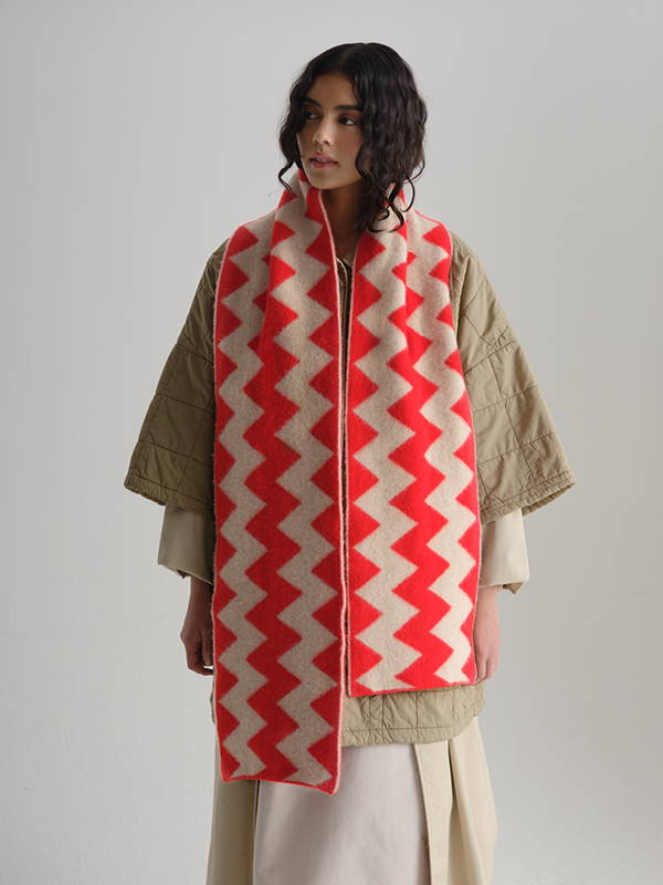 model wears Brushed Zigzag Scarf