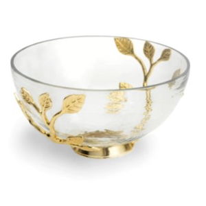 Glass Bowl with Gold Ivy Metal Base
