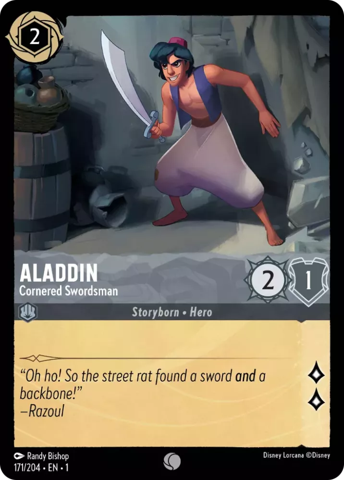 Aladdin card from Disney's Lorcana: The First Chapter.