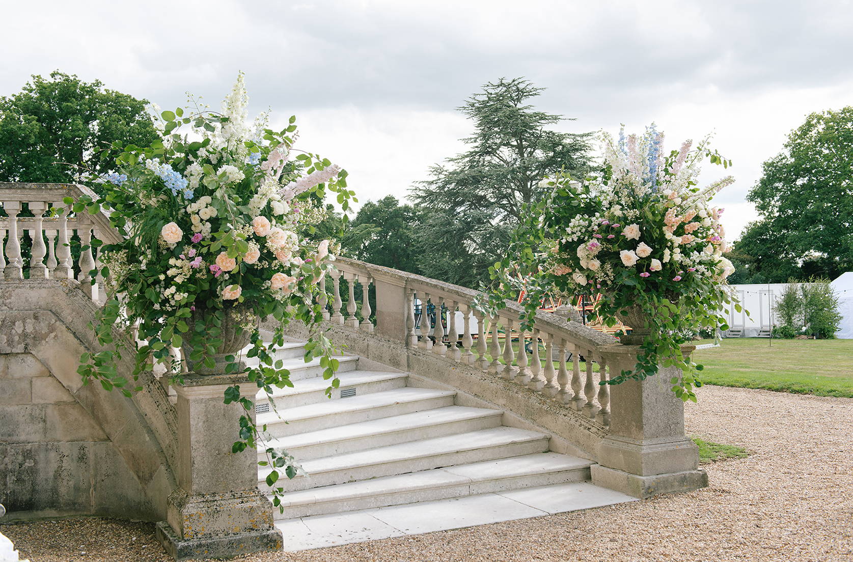 Wild at Heart Wedding Flowers at the entrance of Wrotham Park