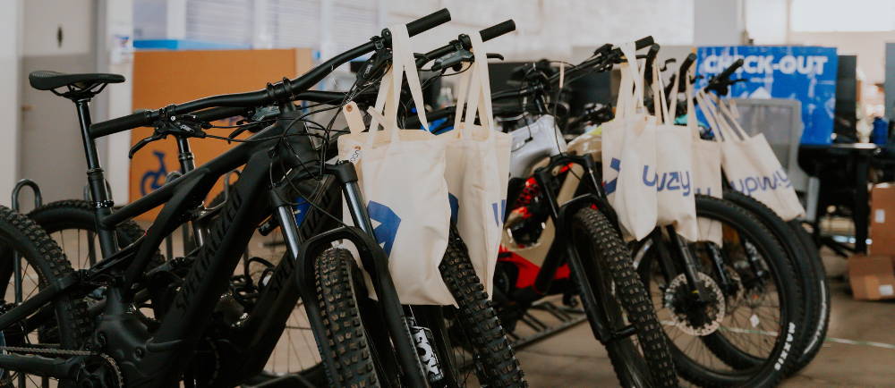 Electric bikes with Upway tote bag in UpCenter