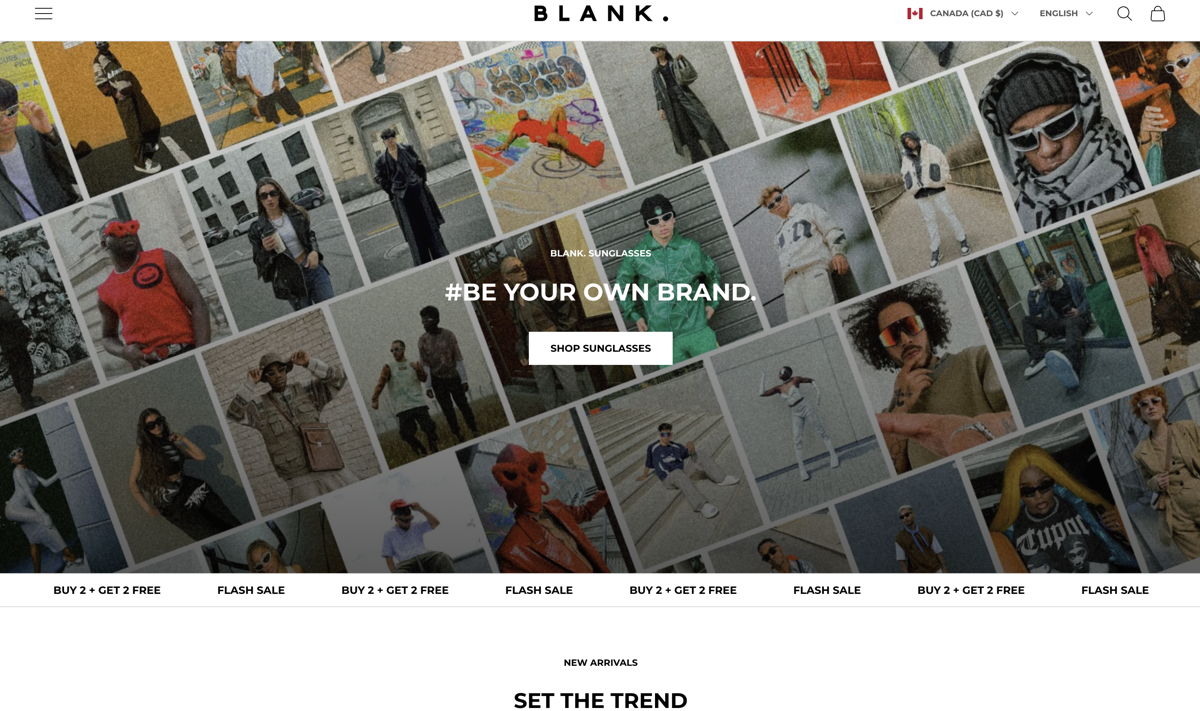 Screenshot of BLANK, from the ecommerce websites collection.