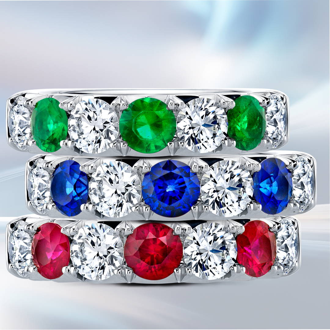 diamond and gemstone wedding bands