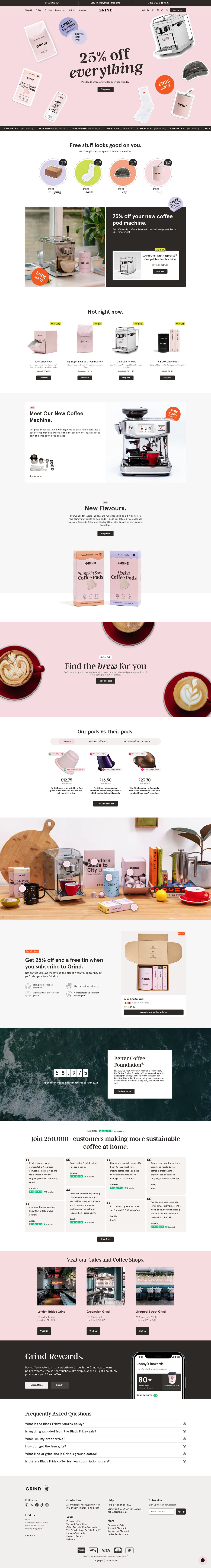 Screenshot of Grind Coffee, from the product page examples collection.