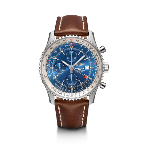 Navitimer World Stainless Steel / Blue / Calf / Pin