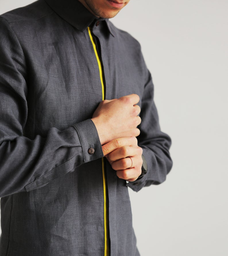 Men's Linen Shirt | Black Ficus Linen Clothing