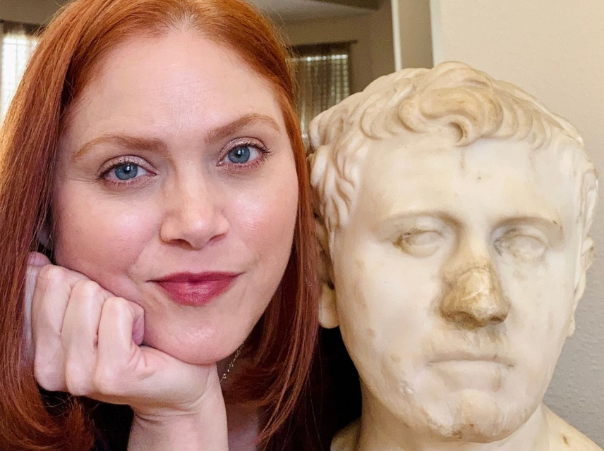 Laura Young with a Roman bust