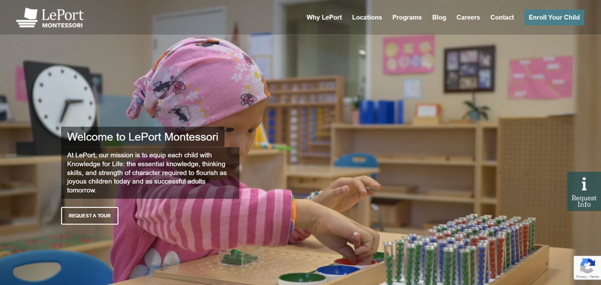 Screenshot of LePort Montessori Schools, from the school websites collection.