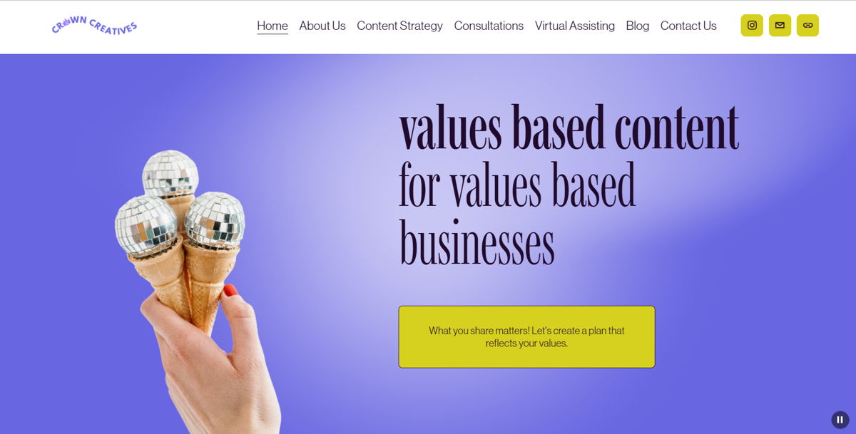 Screenshot of Crown Creatives Virtual Services, from the virtual assistant websites collection.