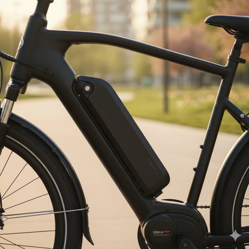 zoom in op batterij van elektrische fiets 
