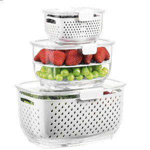 LUXEAR Fresh Produce Vegetable Fruit Storage Containers 3Piece Set,