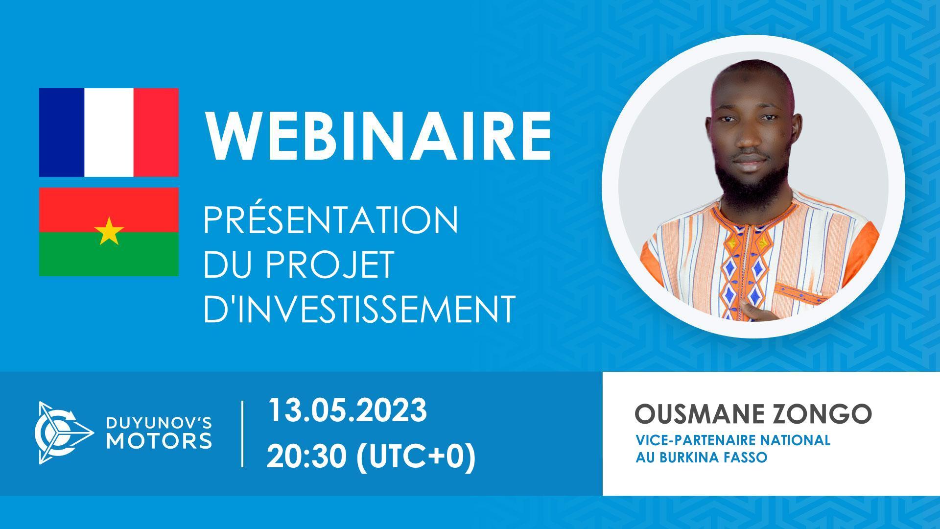 Burkina Faso. Présentation du projet d'investissement des "Moteurs Duyunov"
