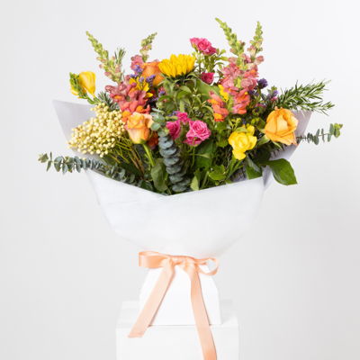 Bright And Bold Bouquet In Water-filled Box