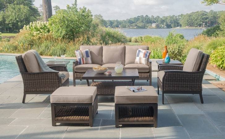 Apricity by Agio Trenton Tahoe Outdoor Patio Seating Aluminum Frames with All Weather Wicker