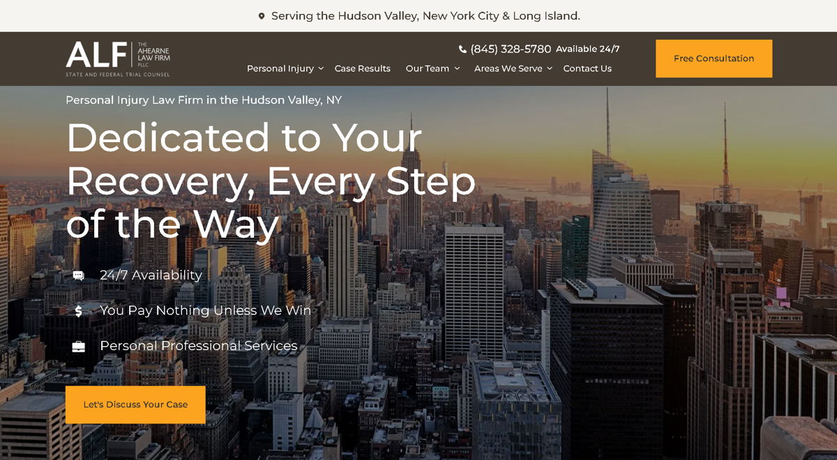 Screenshot of The Ahearne Law Firm, PLLC, from the law firm websites collection.