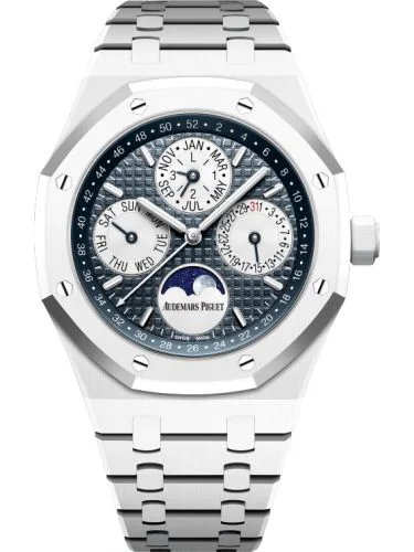 Royal Oak Perpetual Calendar 41 White Ceramic / Blue