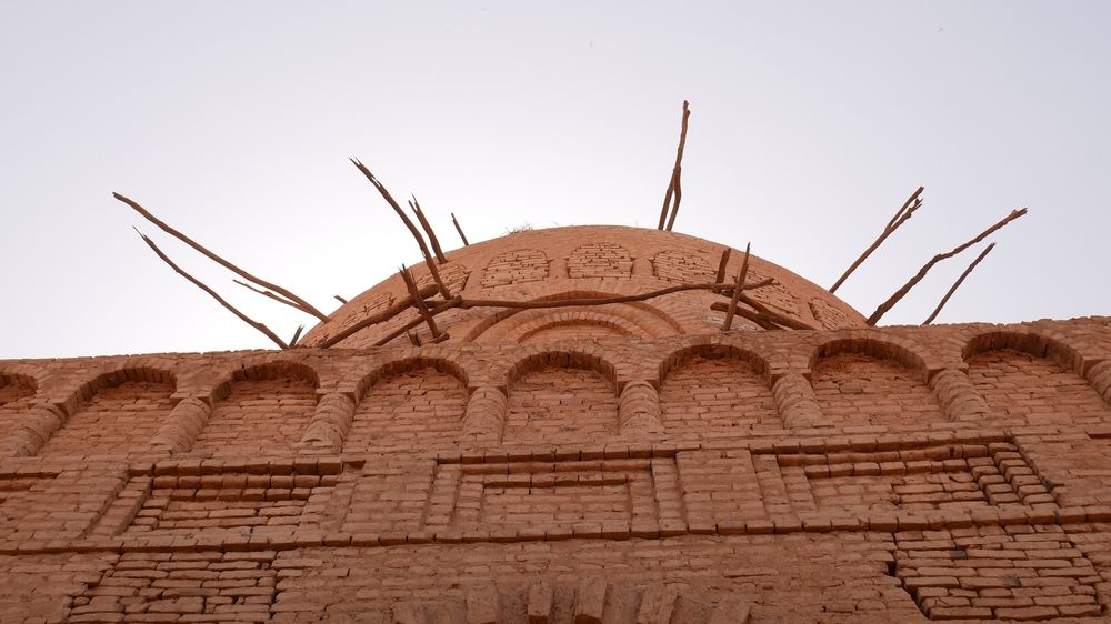 Dome of the Khatmiyyah Mosque at the Kassala, Sudan, Africa. This dome is made of reddish bricks
