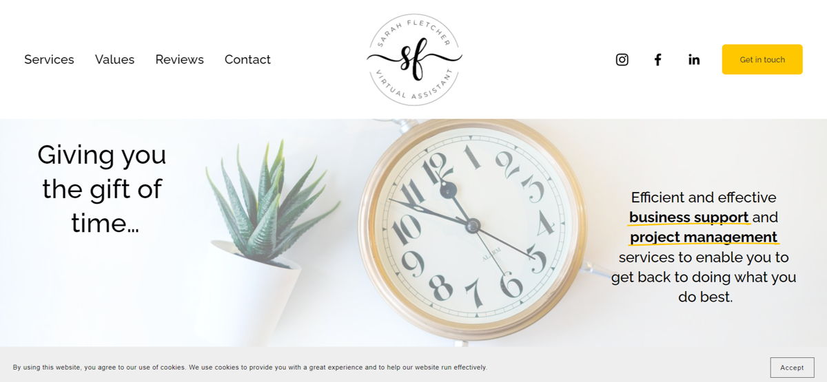 Screenshot of Sarah Fletcher | Virtual Assistant , from the virtual assistant websites collection.