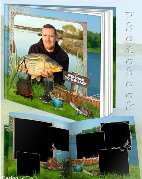 Мужская фотокнига в PSD для Фотошоп - рыболовный сезон