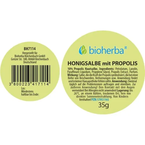 Honigsalbe mit Propolis 10% Propolis Hautsalbe 35 g