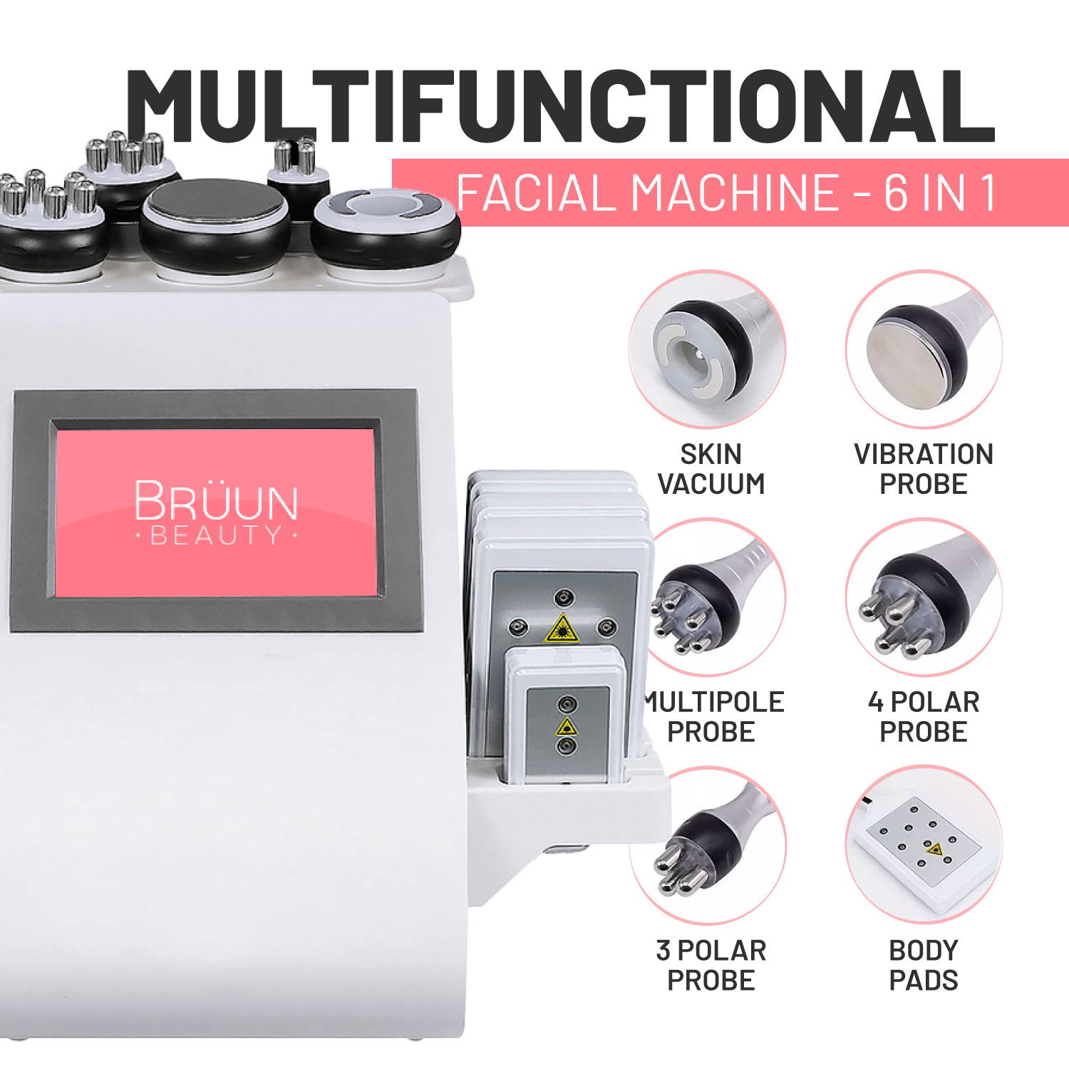 BRÜUN 6 in 1 Cavitation Machine Body Sculpting Laser Lipo Ultrasound for Body Fat Removal for Beauty Salon & Spa Equipment