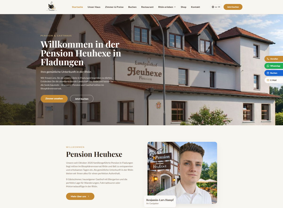 Screenshot of Pension Heuhexe, from the lovable websites collection.
