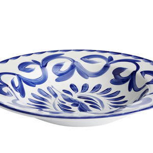 Puebla Stoneware Wide Rim Serving Bowl, Blue