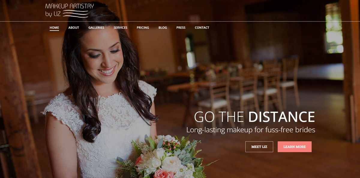 Screenshot of Makeup Artistry by Liz , from the makeup artist websites collection.