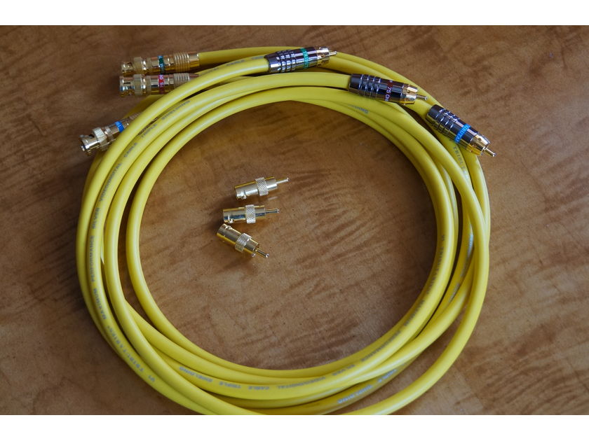 Tributaries 1.5 meter SilverConnect BNC to RCA, 3 cables with adapters