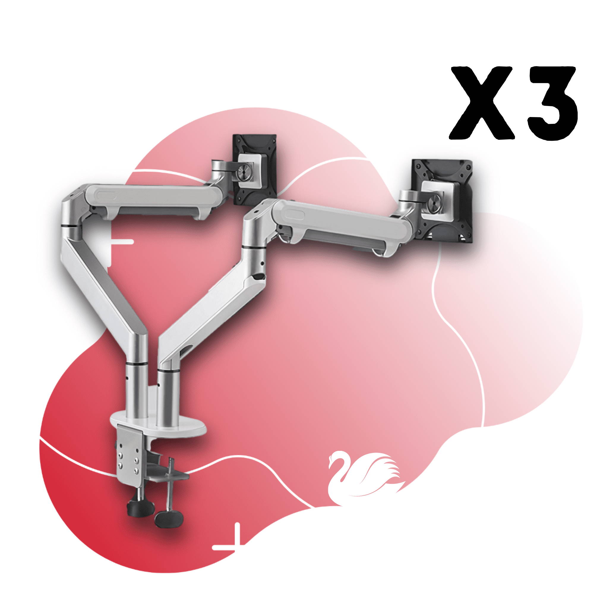 Monitor stand for 2 monitors, arms for 2 screens, double monitor mount