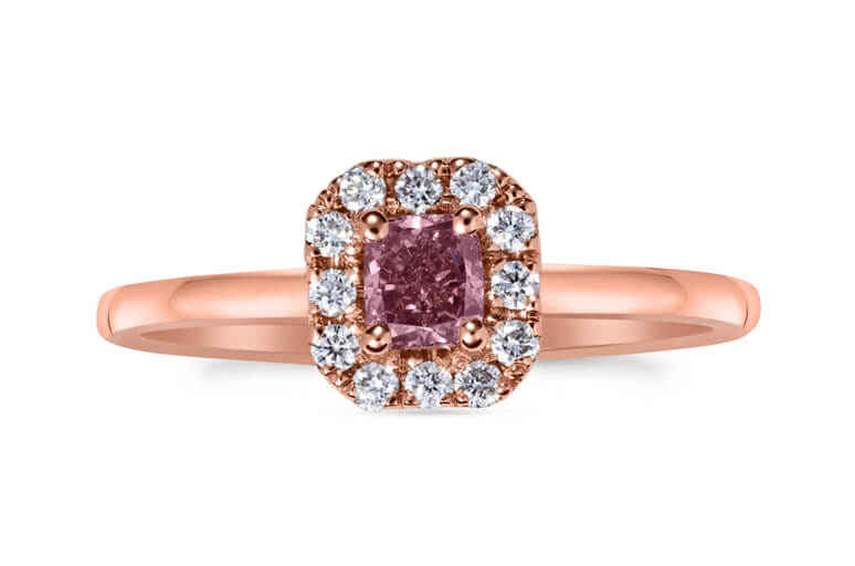 Fancy pink diamond ring in rose gold