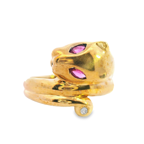 Feline Grace Synthetic Ruby & Diamond Ring - Image 4