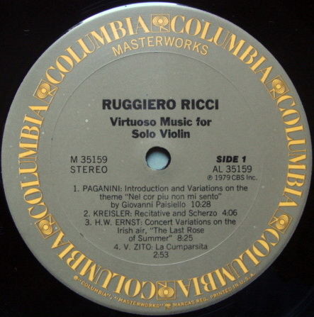 Columbia / RUGGIERO RICCI, - Virtuoso Music for Solo Vi...