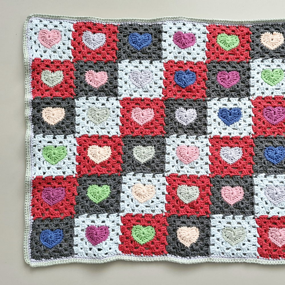 Hearts granny blanket, baby blanket, children's blanket.