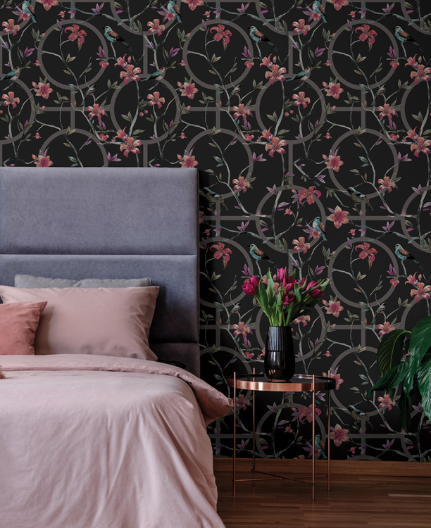 grey & brown floral geometric wallpaper hero image