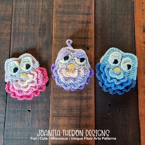 Frilly Owl Crochet Applique