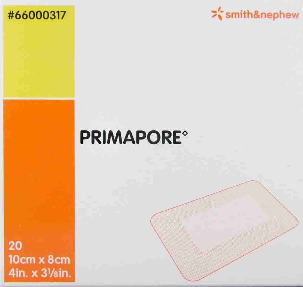 Primapore Adhesive Non- Woven Wound Dressing 10Cm X 8Cm Box 20