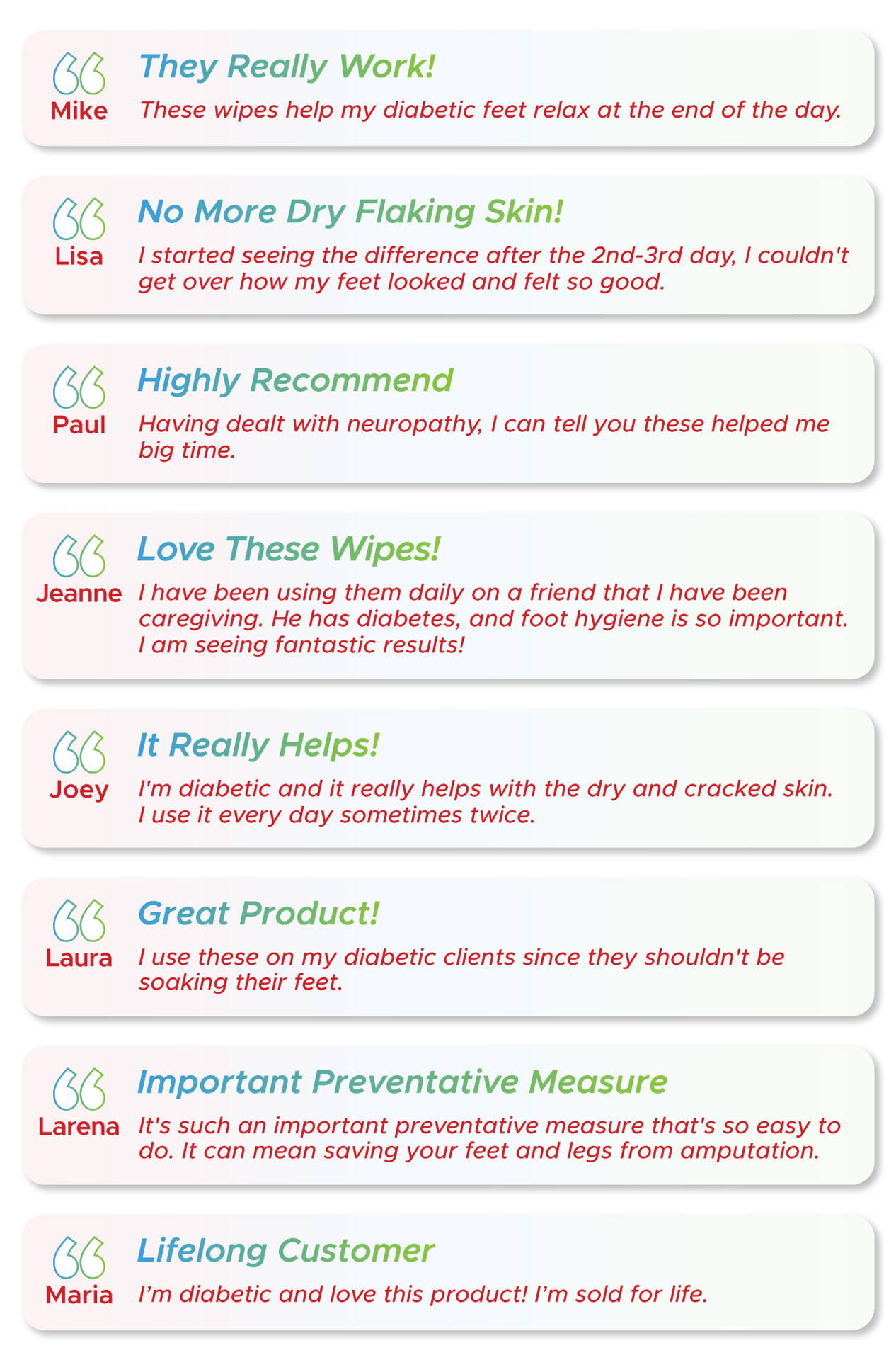 Amazing feedback from happy customers using Diabetes Support Wipes.