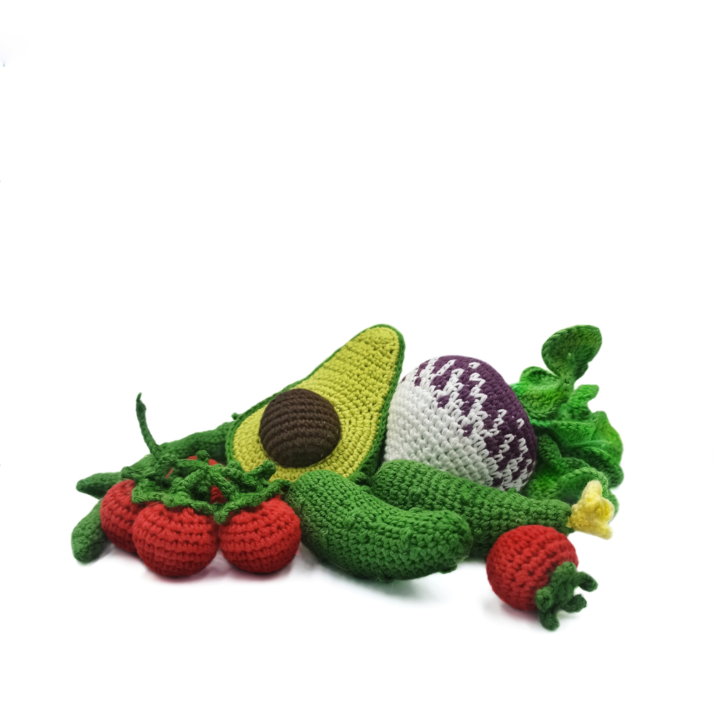 Crochet VEGETABLES pattern 5 in 1: avocado, green beans, cherry tomatoes, cucumber, turnip. Crochet food set pattern. Crochet patterns PDF