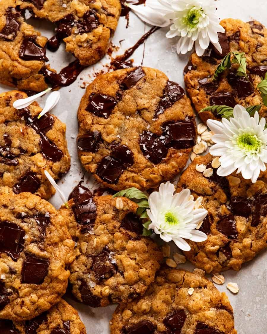 Brown Butter Oatmeal Choc Chip Cookies (easy!) - RecipeTin Eats