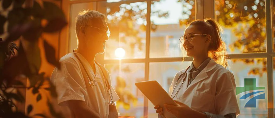 Travel nurse using AI technology to enhance a patient's care experience.
