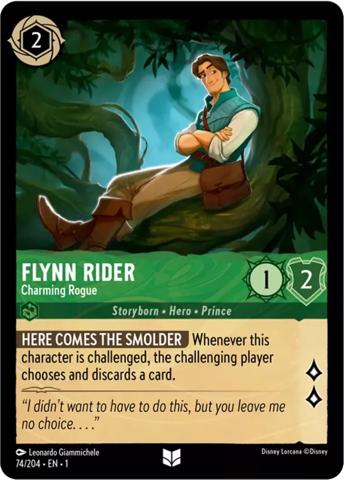 Flynn Rider card from Disney's Lorcana: The First Chapter.