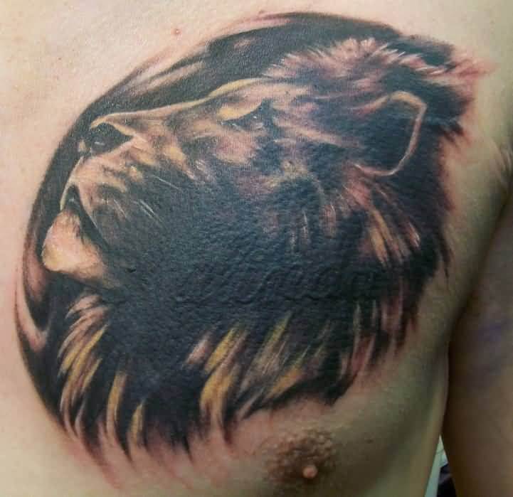 Tatouage Tete De Lion Pectoraux Art