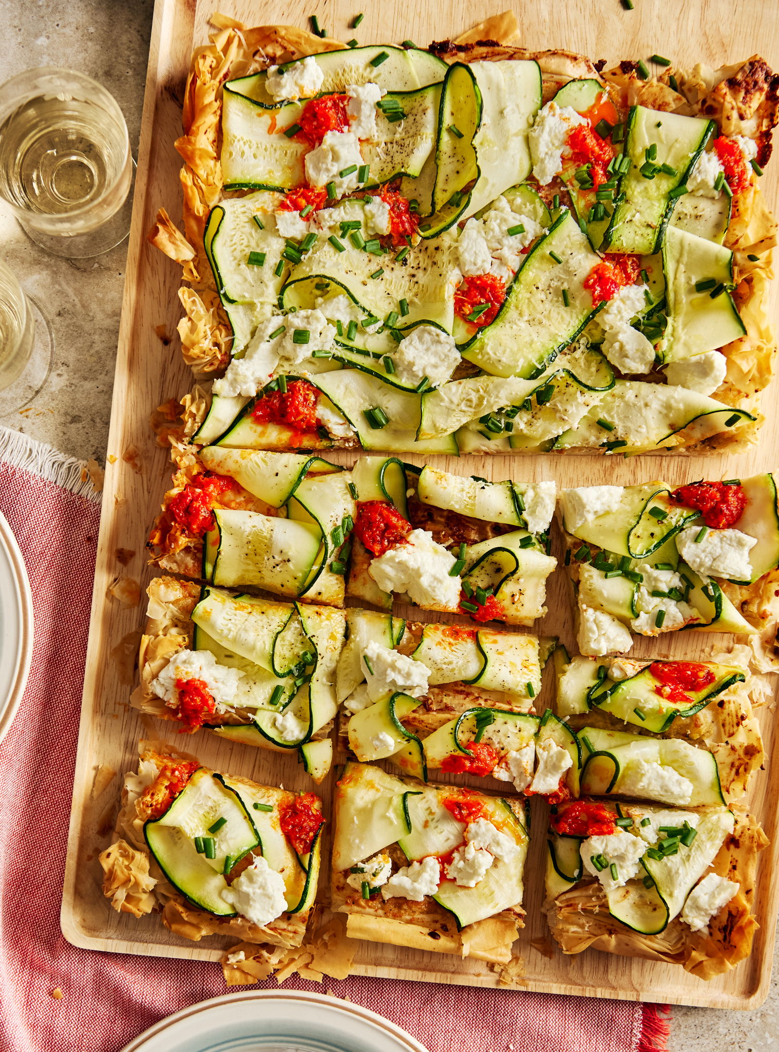 Zucchini and Goat Cheese Phyllo Crinkle Tart | RICARDO