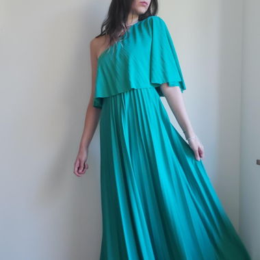 Long blue-green elegant dress